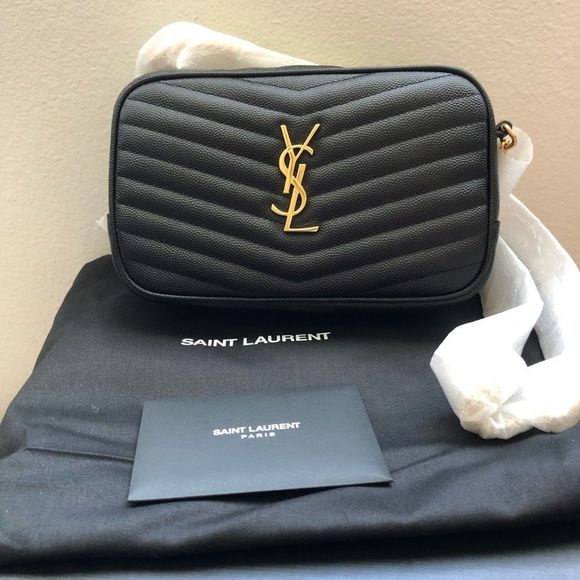 BRAND SAINT LAURENT MINI LOU IN BLACK GOLD - Picture 1 of 7